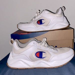 All white Champion shoes